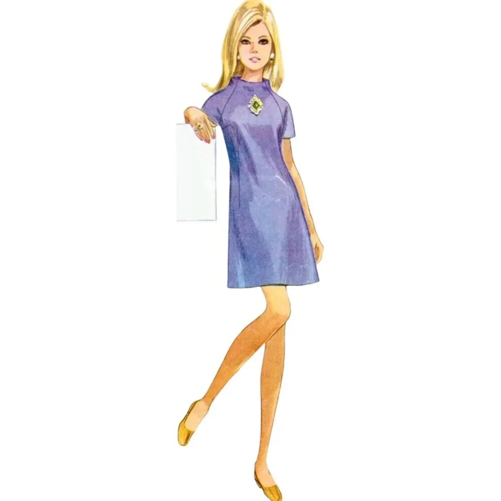 Simplicity Jiffy Pattern 9845 60s Vintage Dress 2 Lengths Plus Size 18-26 Retro